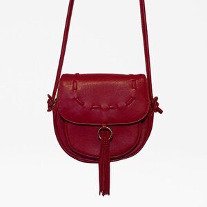 Lionel Shoulder Bag - Fringe Details, Red Maroon - Faux Leather LA Handbags